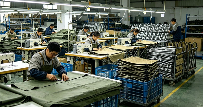 Factory workshop producing OEM ODM camping furniture components